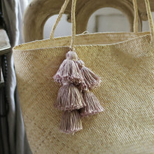 Load image into Gallery viewer, Borneo Sani Straw Tote Bag - with Pale Blush Tassels